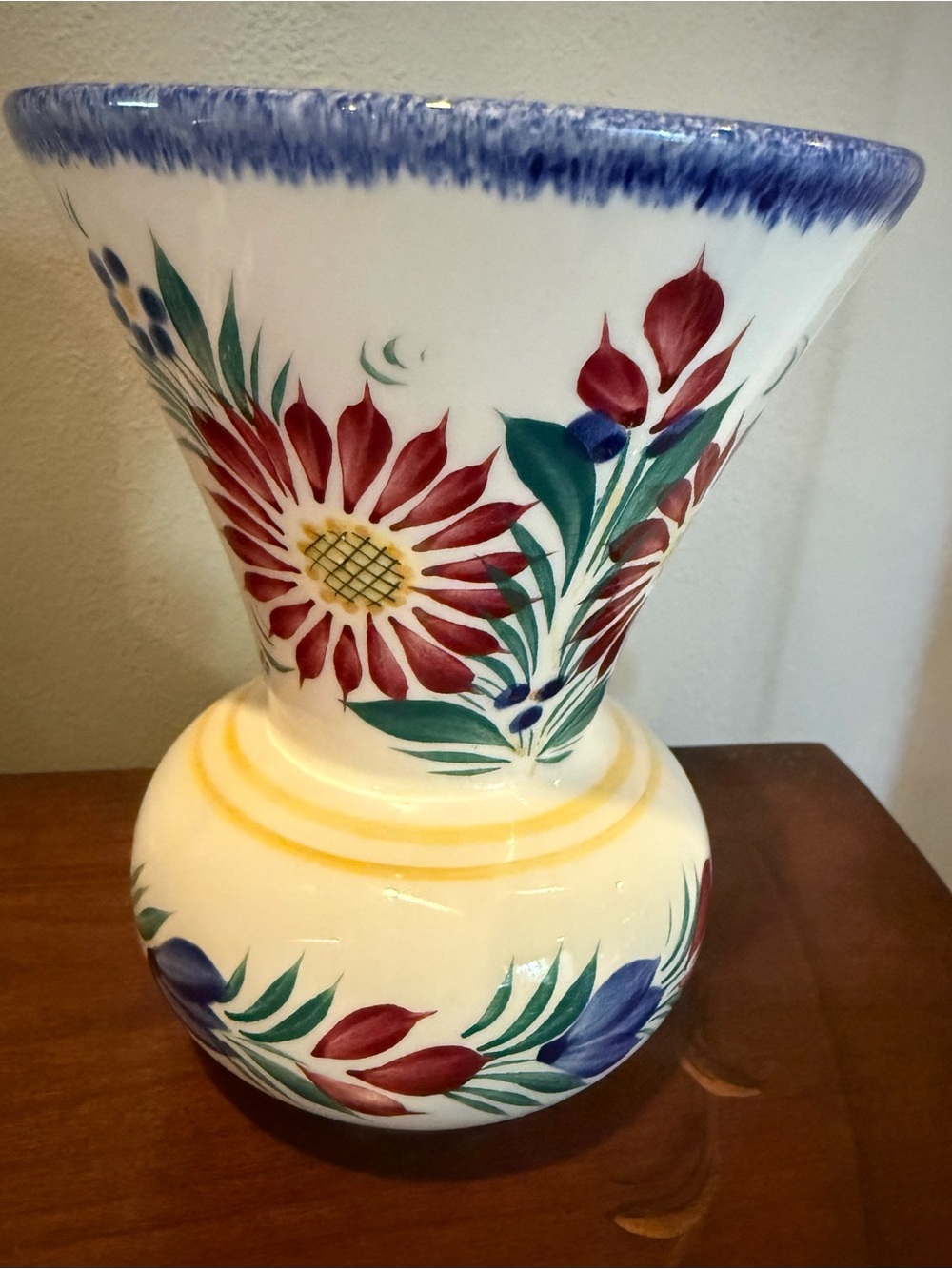 Vintage HB Henriot Quimper France Hand-Painted Floral Faience Vase